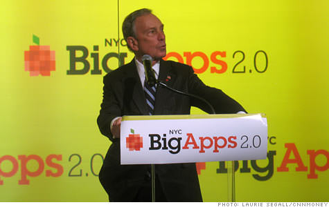 Mayor Bloomberg a firm supporter of the NYC BigApps competition. Credit: Laurie Segall/CNNMoney